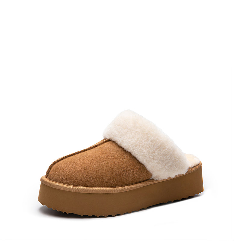 Faux Fur Lining Platform Slippers
