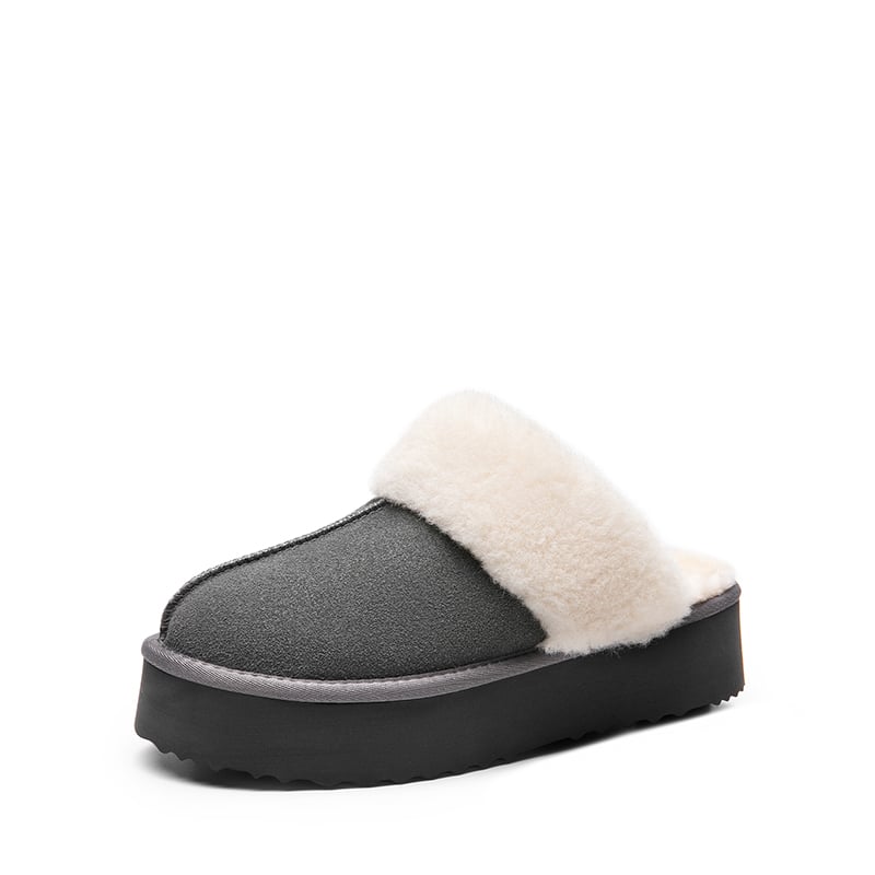 Faux Fur Lining Platform Slippers