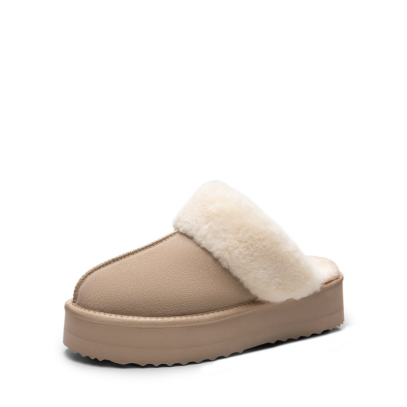 Faux Fur Lining Platform Slippers
