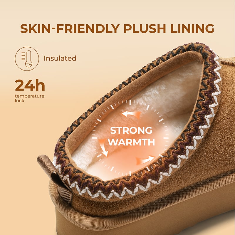Plush Fur-Lined Winter Platform Slippers