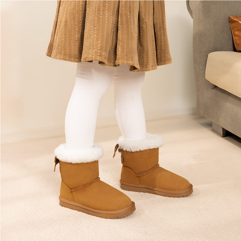 Kid's Suede Bow Snow Boots