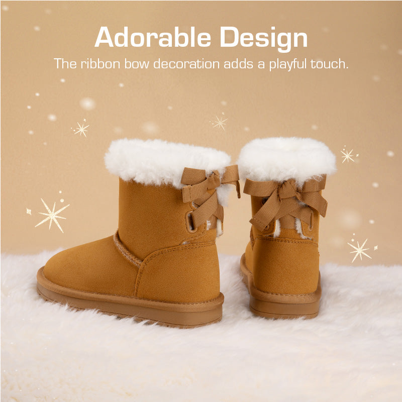 Kid's Suede Bow Snow Boots