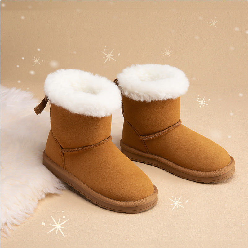 Kid's Suede Bow Snow Boots