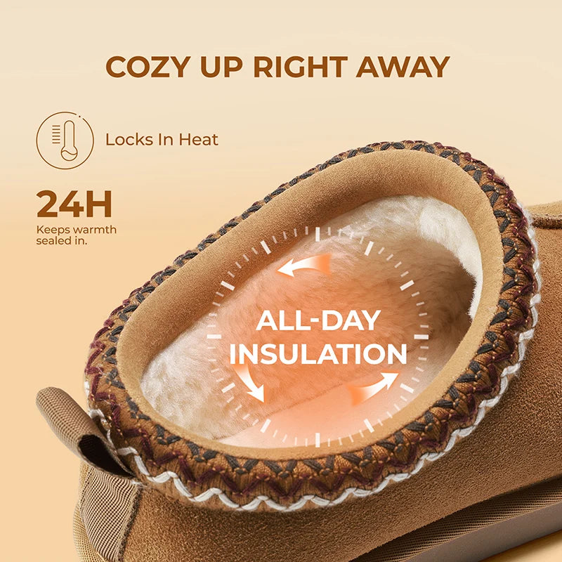 Embroidered Suede Fuzzy Cozy Slippers