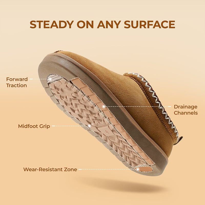 Embroidered Suede Fuzzy Cozy Slippers